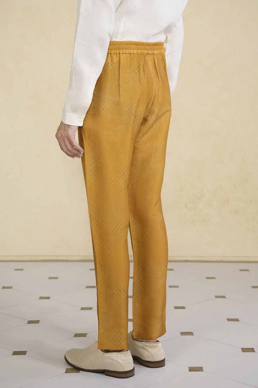 Mustard Silk Trousers, Mustard, image 3